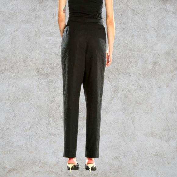 MORTON BERNARD | NWT 90s Vintage Black Polyester Trousers Size 10 - Picture 3 of 11